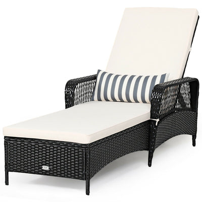 PE Rattan Armrest Chaise Lounge Chair with Adjustable Pillow - Relaxacare