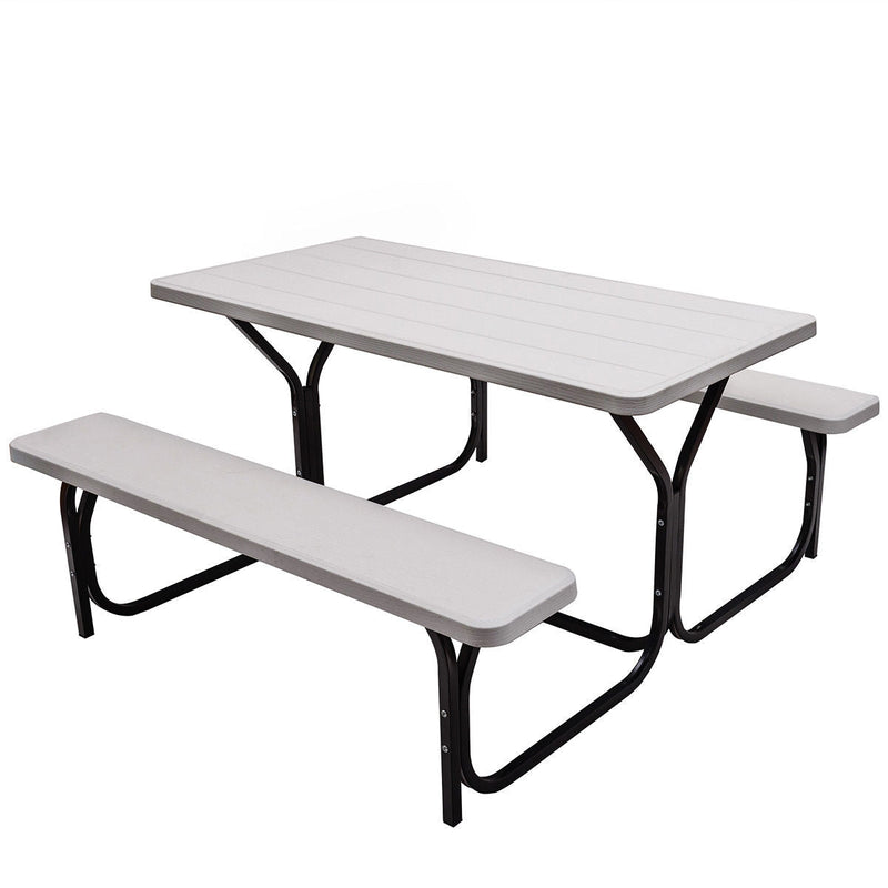 Picnic Table Bench Set for Outdoor Camping -White - Relaxacare