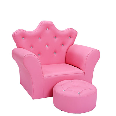 Pink Kids Sofa Armrest Couch with Ottoman-Pink - Relaxacare