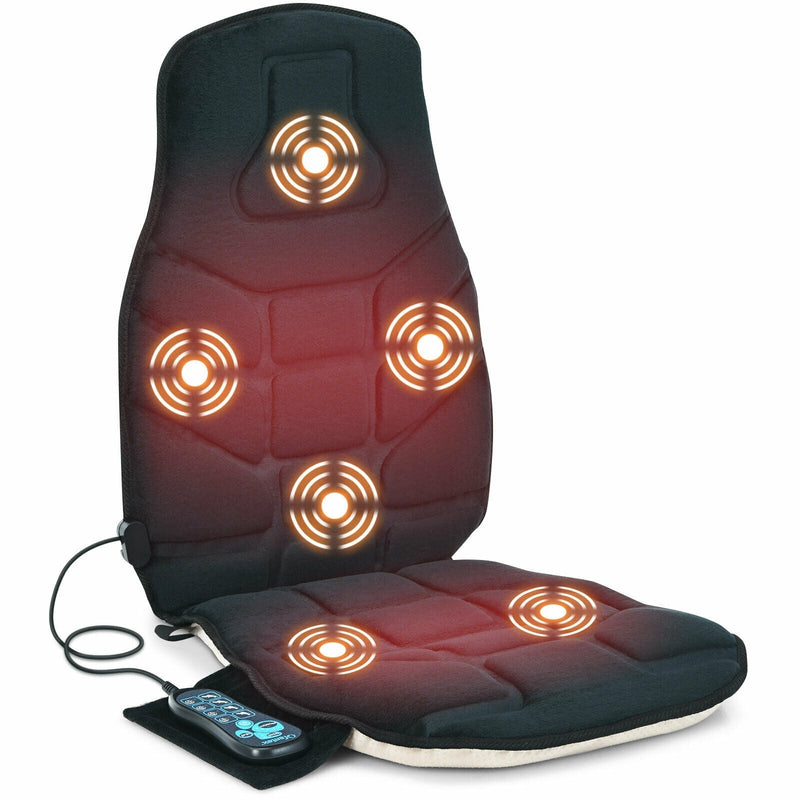 Seat Cushion Massager with Heat and 6 Vibration Motors for Home - Relaxacare