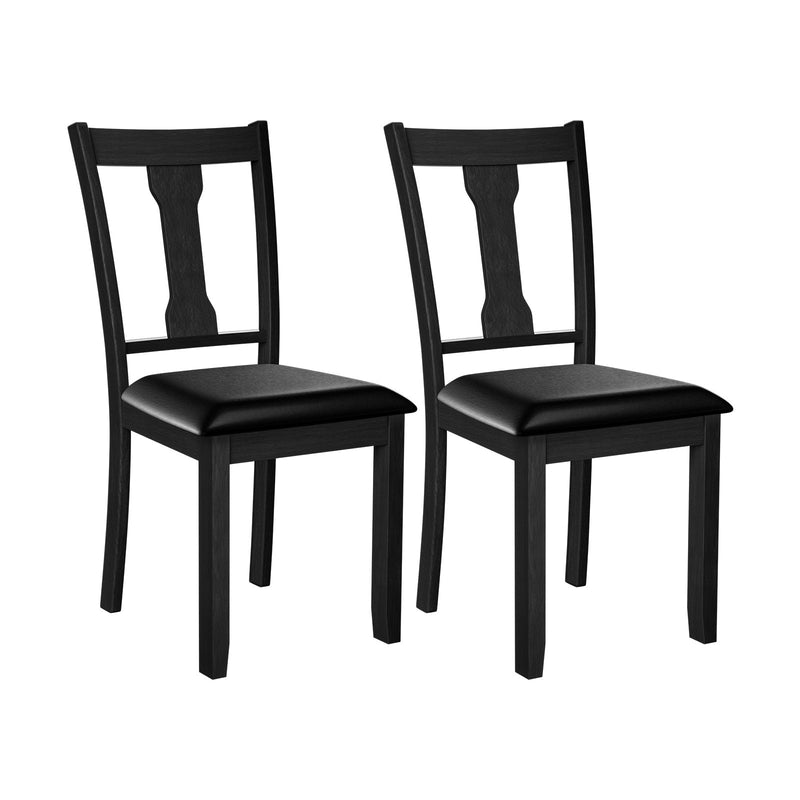 Set of 2 Dining Room Chair with Rubber Wood Frame and Upholstered Padded Seat-Black - Relaxacare