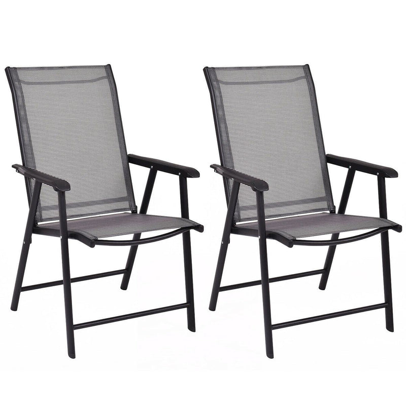 Set of 2 Outdoor Patio Folding Chairs-Gray - Relaxacare