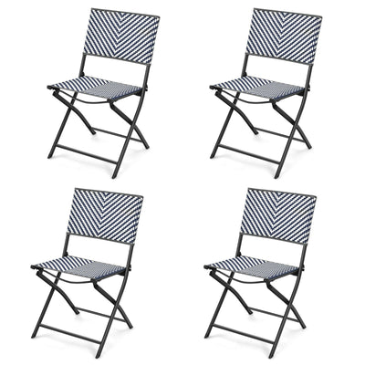 Set of 4 Patio Folding Rattan Dining Chairs for Camping and Garden - Relaxacare