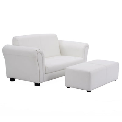 Soft Kids Double Sofa with Ottoman-White - Relaxacare