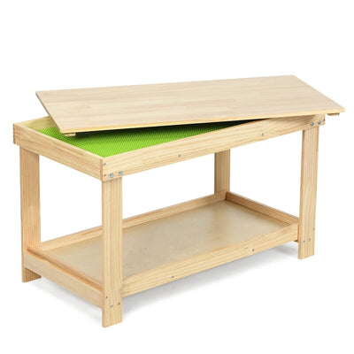 Solid Multifunctional Wood Kids Activity Play Table-Natural - Relaxacare