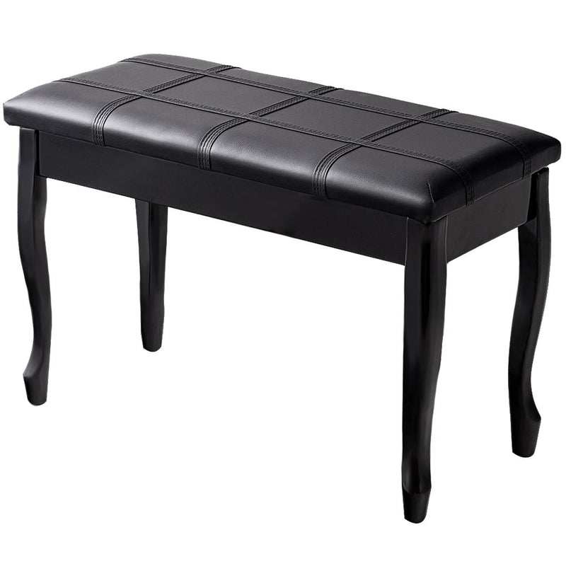 Solid Wood PU Leather Piano Bench with Storage - Relaxacare