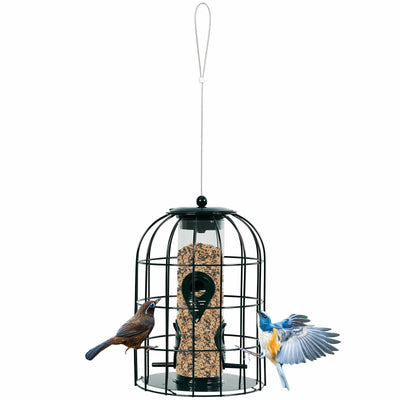 Squirrel-proof Caged Tube Wild Bird Feeder Outdoor Metal Seed Guard Deterrent - Relaxacare