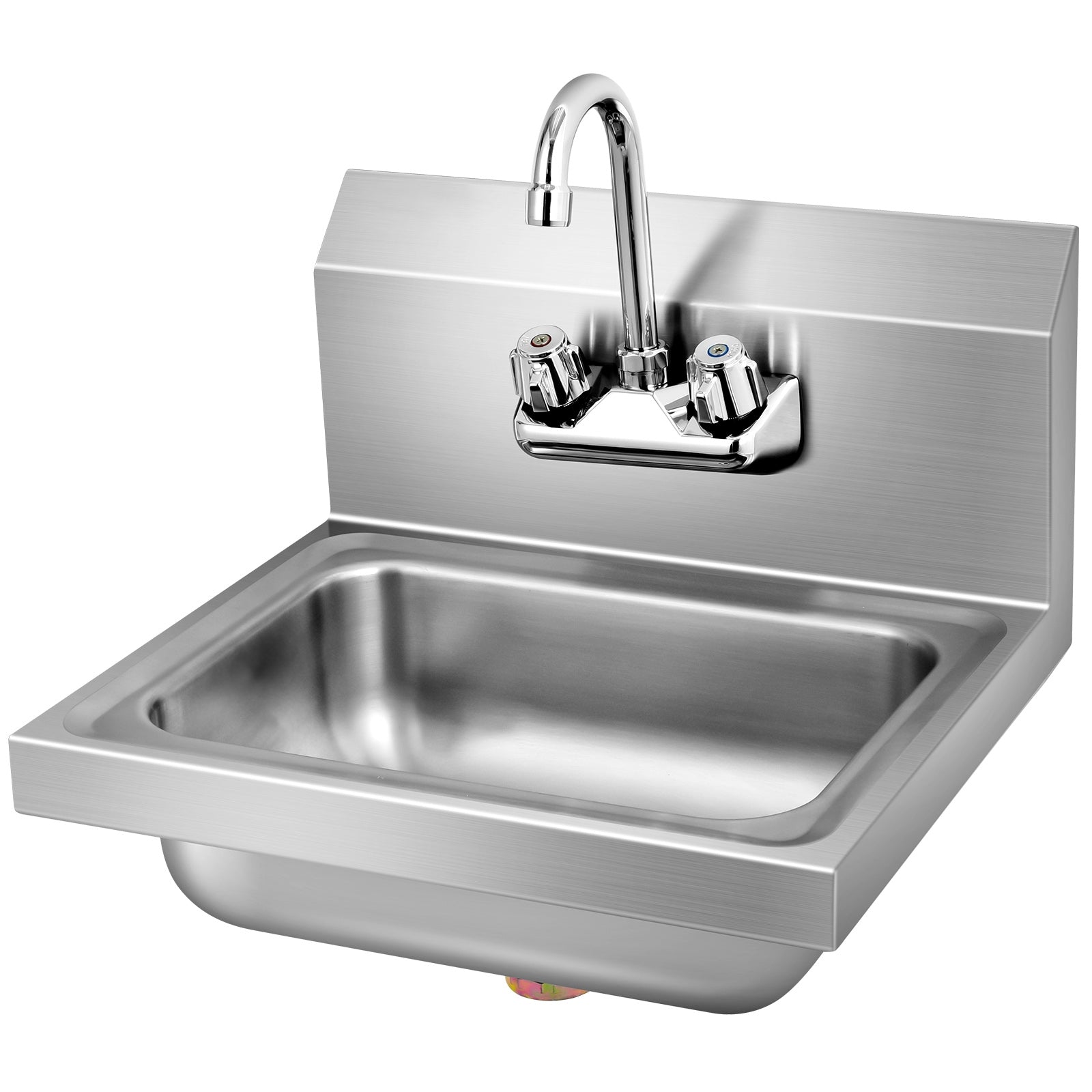 Stainless Steel Sink Wall Mount Hand Washing Sink with Faucet and Back