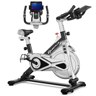 Stationary Silent Belt Adjustable Exercise Bike with Phone Holder and Electronic Display - Relaxacare