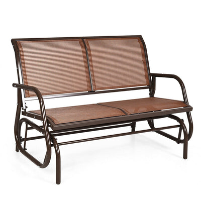 Swing Glider Chair 48 Inch Loveseat Rocker Lounge Backyard-Brown - Relaxacare