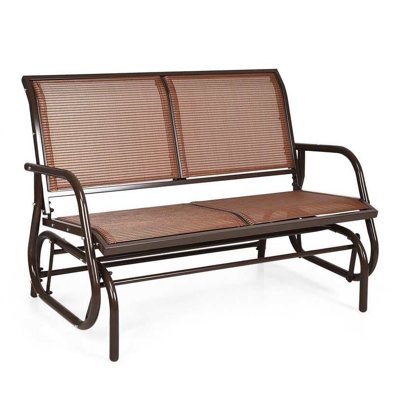 Swing Glider Chair 48 Inch Loveseat Rocker Lounge Backyard-Brown - Relaxacare