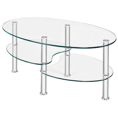 Tempered Glass Oval Side Coffee Table - Relaxacare