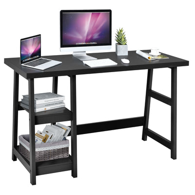 Trestle Computer Desk Home Office Workstation with Removable Shelves - Relaxacare