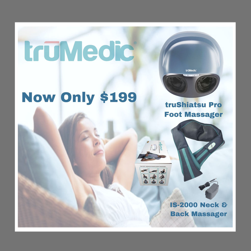 Combo Package-TruMedic Massager Bundle Pack Neck Massager, Foot Massager  and Back Massager