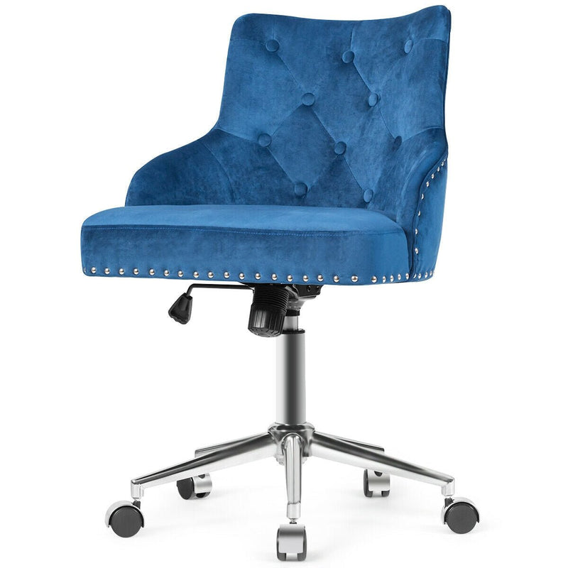 Tufted Upholstered Swivel Computer Desk Chair with Nailed Tri - Relaxacare