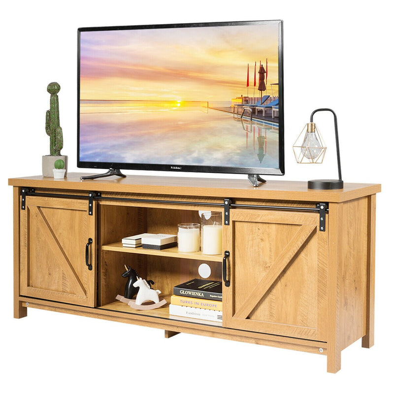 TV Stand Media Center Console Cabinet with Sliding Barn Door for TVs Up to 65 Inch - Relaxacare