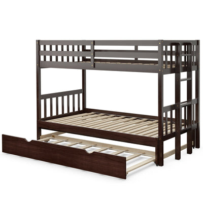 Twin Pull-Out Bunk Bed with Trundle Wooden Ladder - Relaxacare