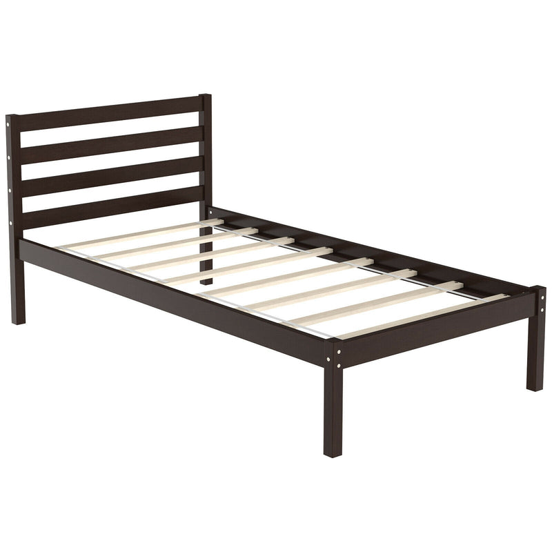 Twin/Full Size Wood Platform Bed Frame with Headboard - Relaxacare