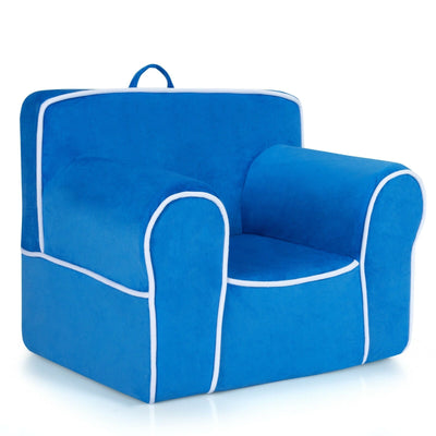 Upholstered Kids Sofa with Velvet Fabric and High Quality Sponge-Blue - Relaxacare