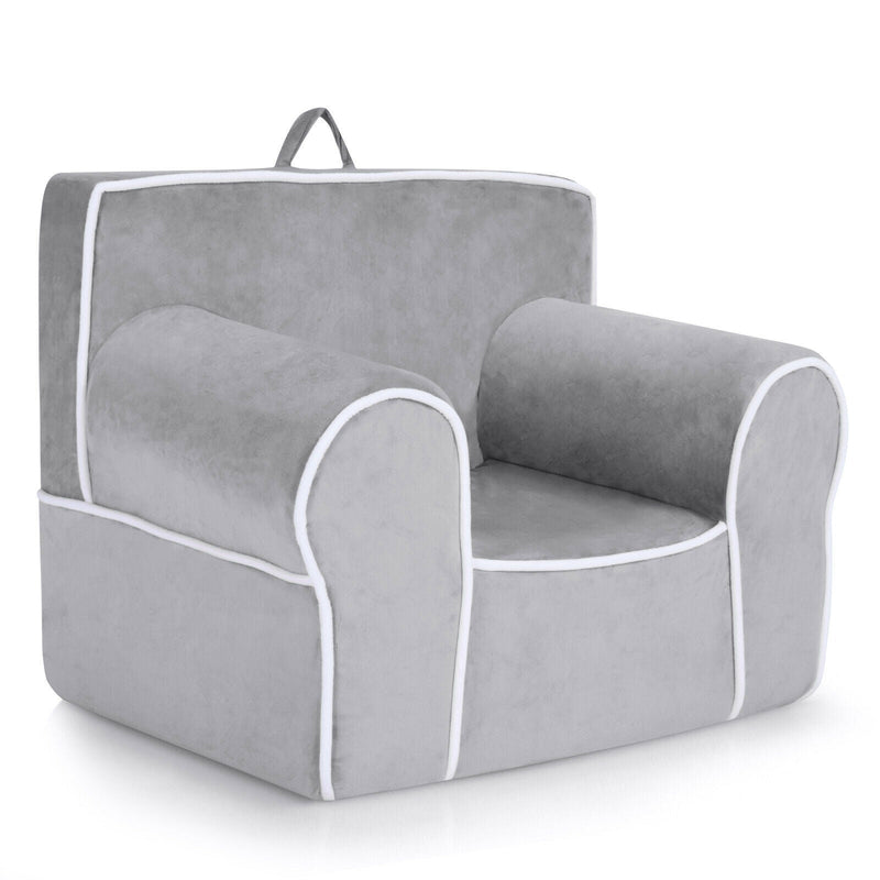 Upholstered Kids Sofa with Velvet Fabric and High Quality Sponge-Gray - Relaxacare