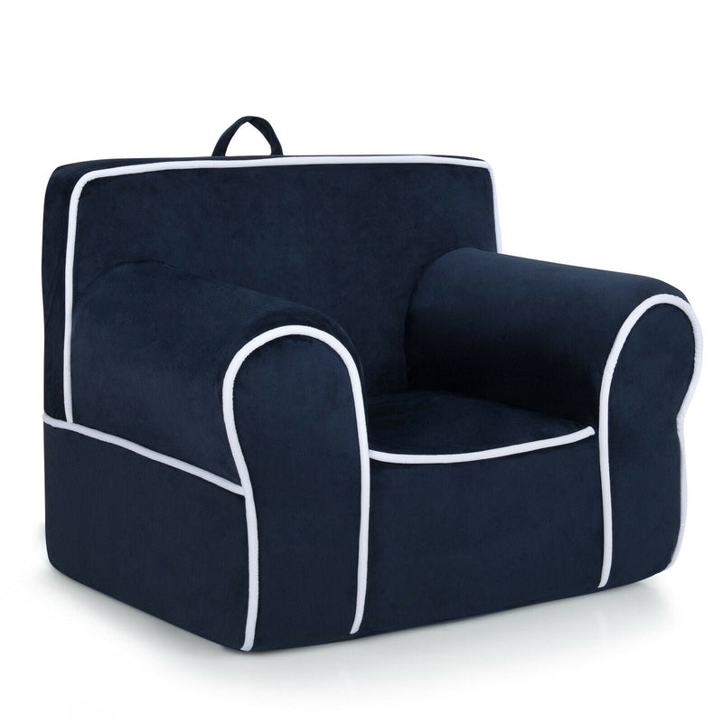 Upholstered Kids Sofa with Velvet Fabric and High Quality Sponge-Navy - Relaxacare