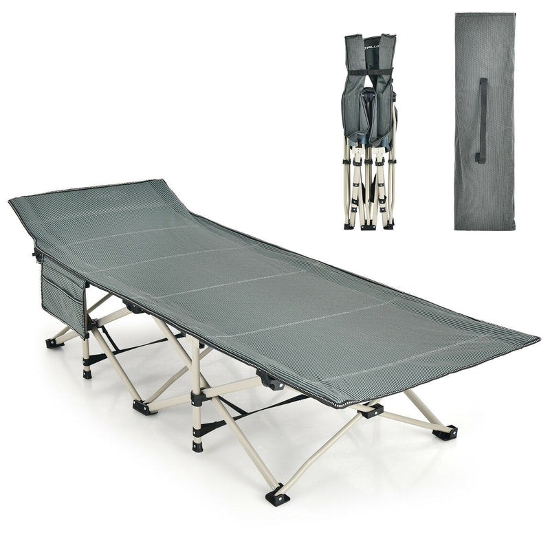 Wide Foldable Camping Cot with Carry Bag-Gray - Relaxacare