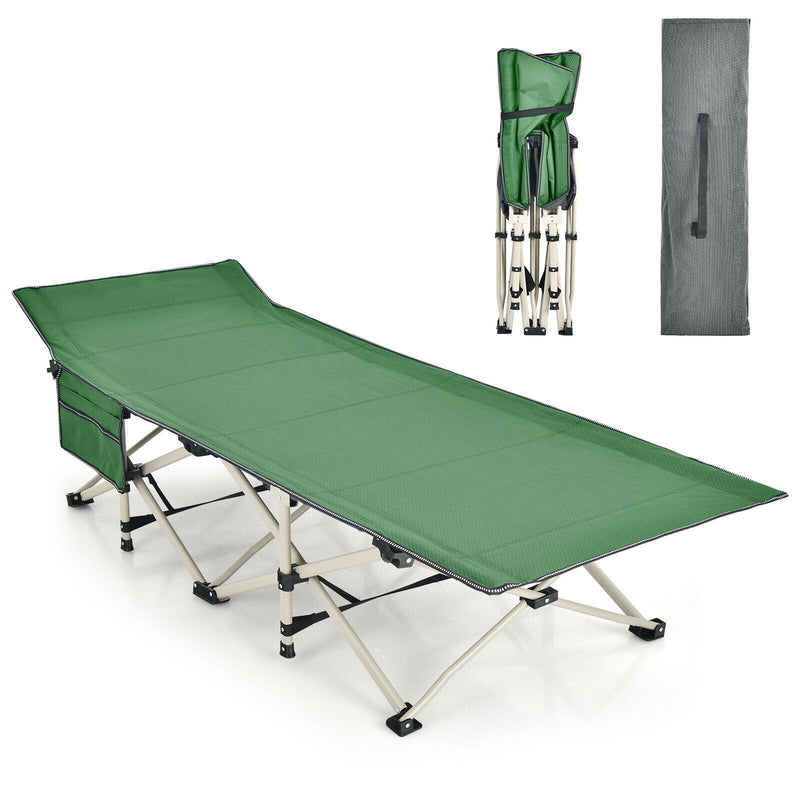 Wide Foldable Camping Cot with Carry Bag-Green - Relaxacare