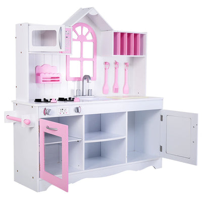 Wood Toy Kitchen Kids Cooking Pretend Play Set - Relaxacare