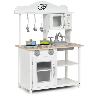 Wooden Pretend Play Kitchen Set for Kids with Accessories and Sink - Relaxacare