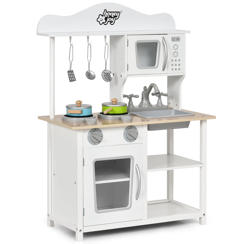 Wooden Pretend Play Kitchen Set for Kids with Accessories and Sink - Relaxacare