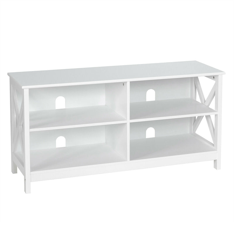 Wooden TV Stand Entertainment Media Center-White - Relaxacare