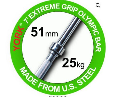 YORK FITNESS - 7' "EXTREME" GRIP OLYMPIC BAR "CENTRE SLEEVE 2" - Relaxacare